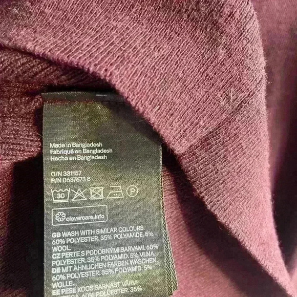 H&M Fine-knit jumper size  XS in burgundy - Picture 6 of 7